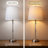 Royal Designs, Inc. 29.5" USB Port Crystal Column Table Lamps Set of 2, Brushed Nickel Finish, Linen White Hardback Shades-1801375171