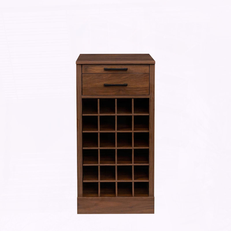 Modular 28-Bottle Wine Bar Cabinet – Brown Walnut