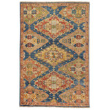 Charleigh-Kazak Hand Knotted Wool Oriental Area Rug in Blue