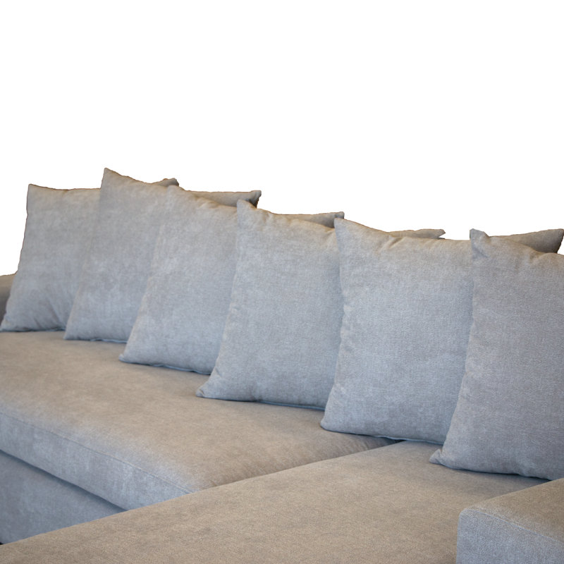 Grasiela Upholstered L-Shaped Sectional, Light Gray Polyester Blend, Left Hand Facing