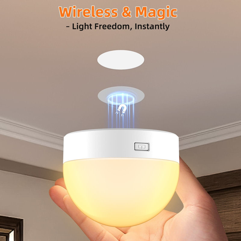 Ampoules magnétiques rechargeables 2in1 E26 avec télécommande DEL 15 couleurs, 3000K / 4500K / 6000K à intensité variable pour lampes de camping non-câblées, armoires de camping, paquet de 2