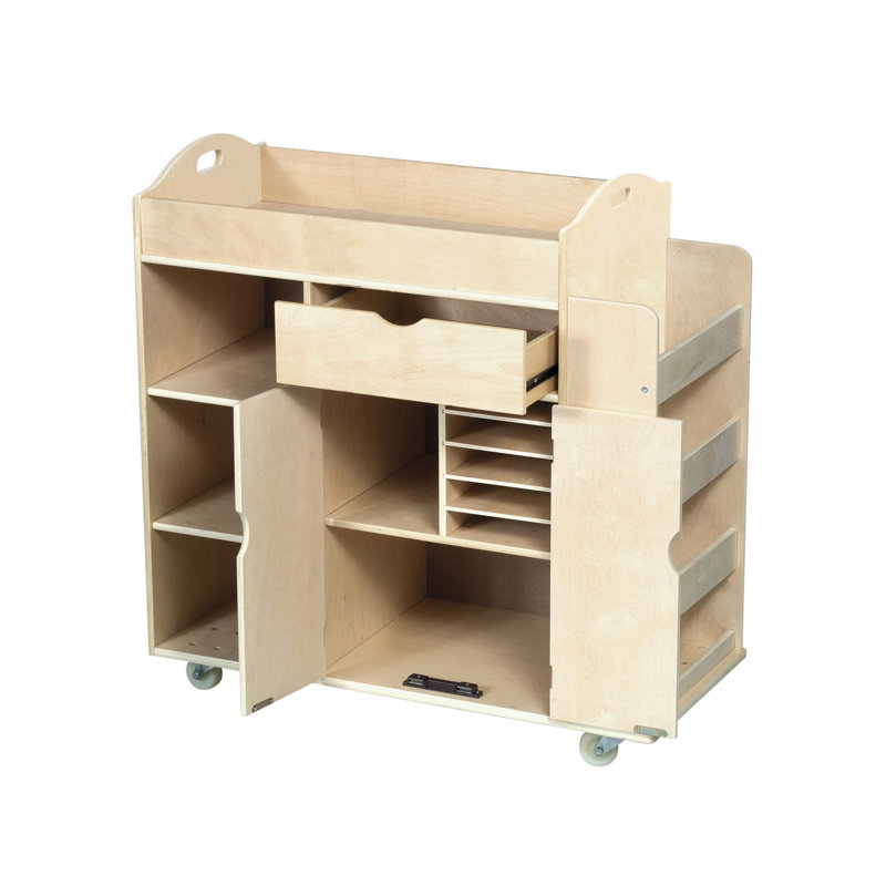 Birch Rolling Art Activity Cart with Storage Shelves