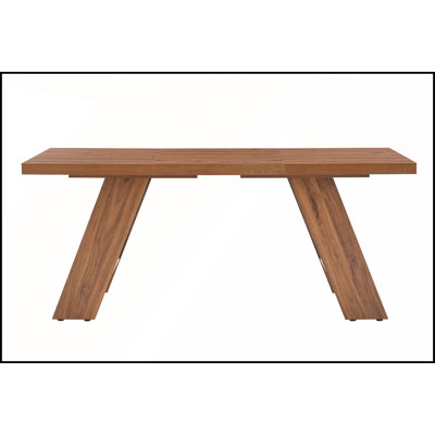Walnut Wood Grain MDF Splicing Rectangular Dining Table with Double-Panel Outward-Sloping Legs for Home and Office Use