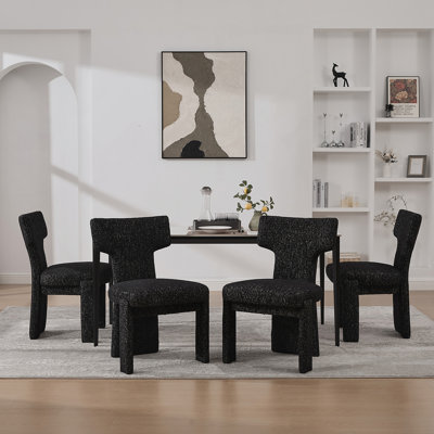 Ensemble de 4 chaises de salle à manger rembourrées modernes avec pieds en bois d'hévéa, chaises d'appoint sans accoudoirs pour le salon, la chambre à coucher