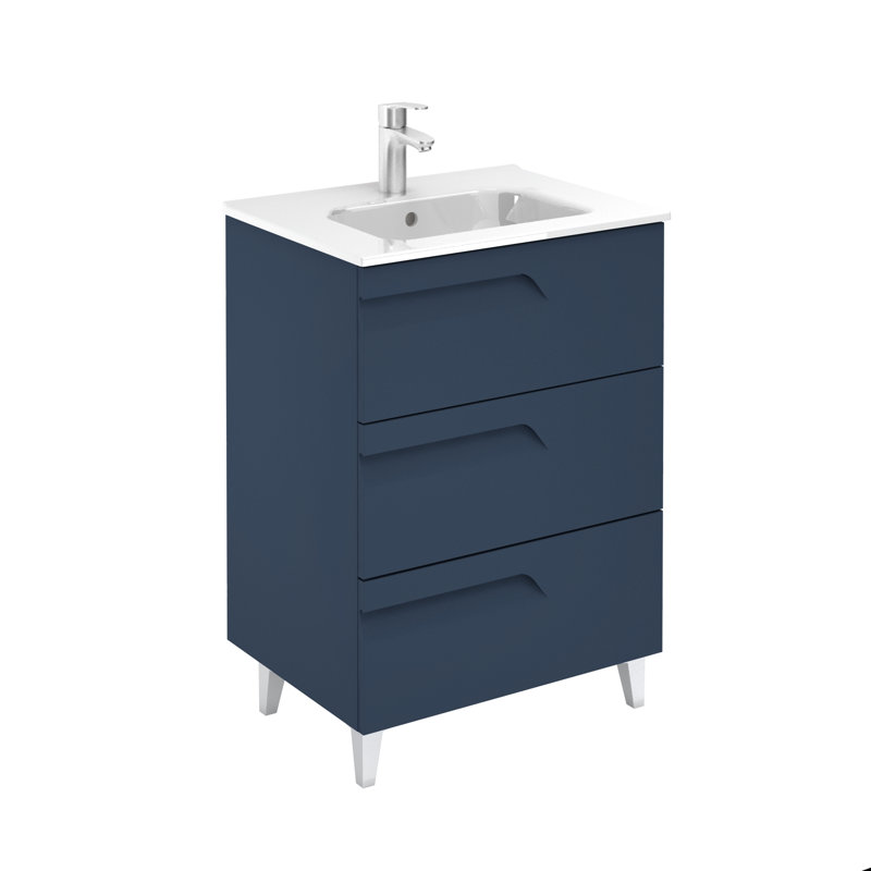 Yuva 24 " W Free Standing Wall Mounted 1 Single Vanity Bathroom Vanity With Ceramic Top