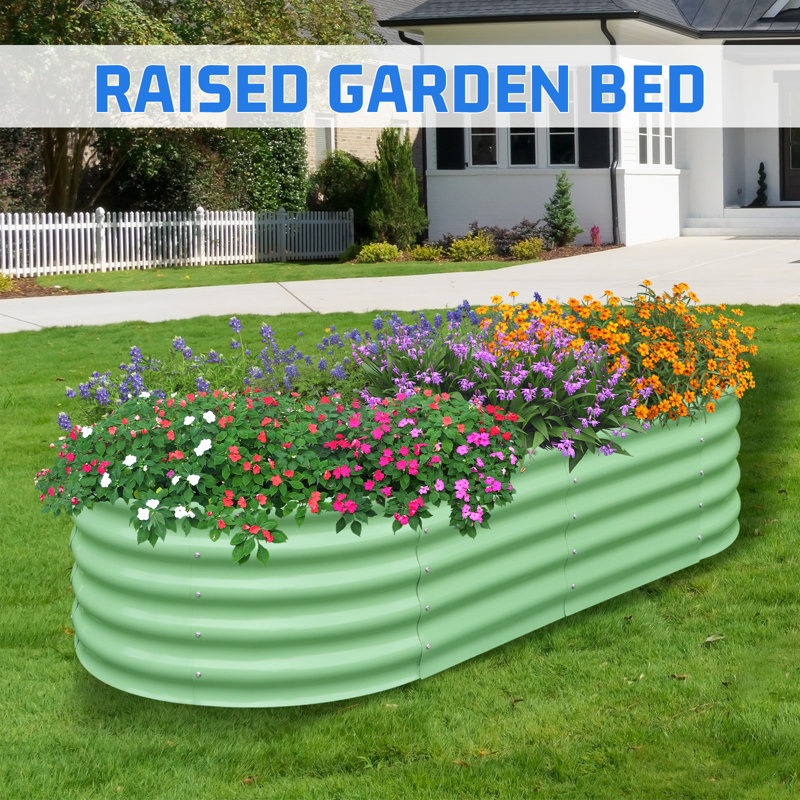 Lit de jardin surélevé modulaire en métal 17 po de haut 6 x 3 pi, H 17 po x l 36 po x P 72 po, Vert