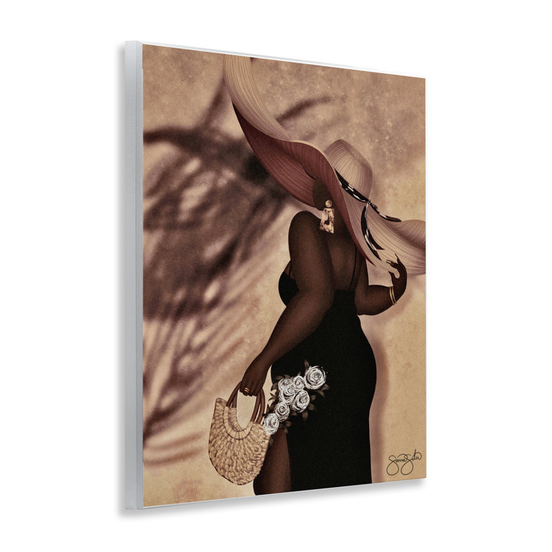 Plaque murale élégante femme avec chapeau de soleil, design par Sierra Siler