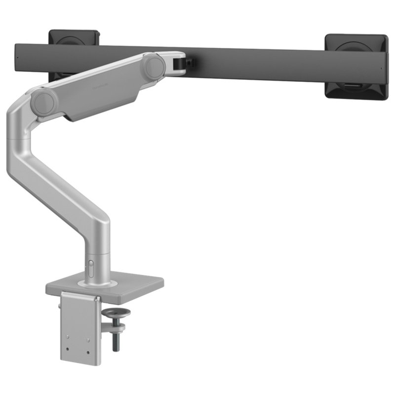 Height Adjustable Universal 2 Screen Desk Mount, Silver
