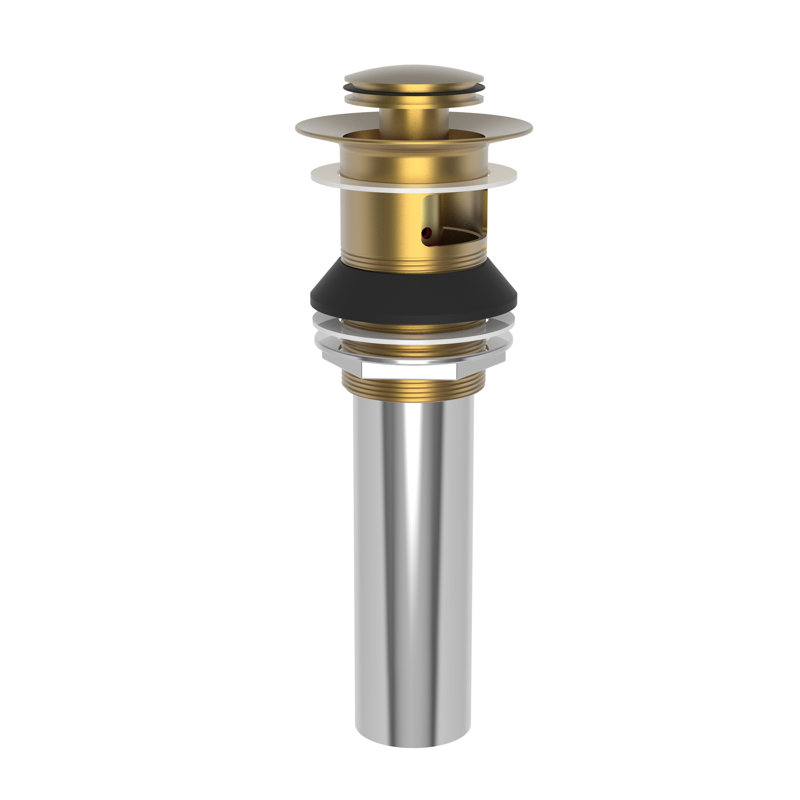 Push Pop-Up Bathroom Sink Drain with Overflow Holes, Satin Bronze (PVD), Included