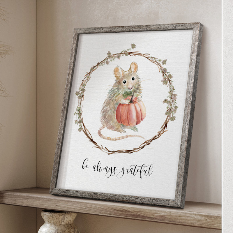 «Harvest Home Mouse», reproduction encadrée en bois massif, H 21 po x l 17 po
