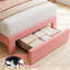 Base de lit tapissier Chic Chic - taille simple, tête de lit Wave, tiroir de rangement sous le lit, support de lattes en bois moderne, robuste et confortable, assemblage facile, aucune boîte fraîche nécessaire - rose, taille simple-2026748395