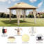 Pavillon de jardin escamotable 12 pi x 12 pi avec moustiquaire et rideaux, toit ventilé à 2 niveaux, protection UV 50+ pour patio, cour, fête, camping-124931376-124931377
