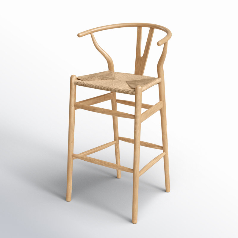 Tabouret de bar et de comptoir en bois massif Etta, Naturel / naturel, Tabouret de bar (siège d'une hauteur de 30 po)