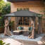 Pavillon de jardin robuste en métal 10 x 12 avec moustiquaire, pergola à toit rigide en acier galvanisé pour patio, jardin, cour arrière