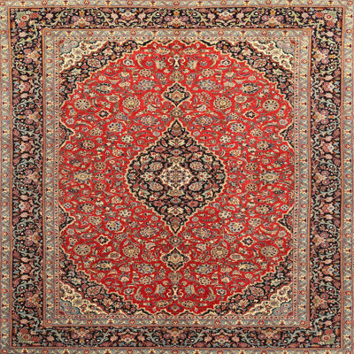 Tapis rouge/beige/noir traditionnel Mascotte