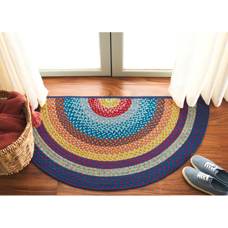 Tapis intérieur / extérieur Ceaira Performance, Red/Orange, Demi-lune 2 pi x 4 pi