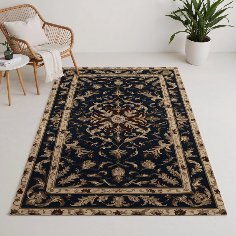 Tapis noir français intérieur et extérieur, Rectangle 5 pi x 7 pi