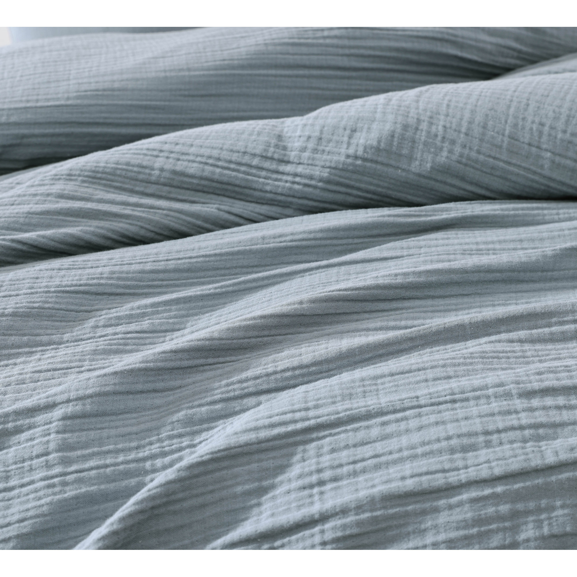 Dylan Gauze Cotton 3 pc Set, Queen Duvet Cover + 2 Queen Pillowcases, Blue