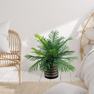 28'' Faux Palm Plant in Wicker/Rattan Pot