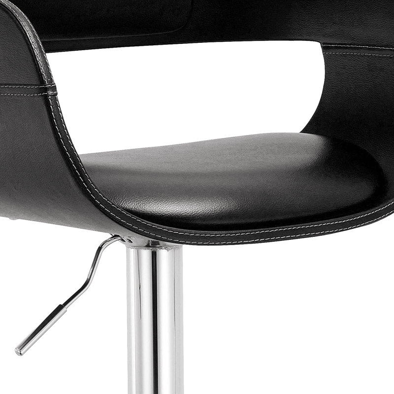 Tabouret de bar contemporain pivotant réglable avec siège et dossier rembourrés, noir