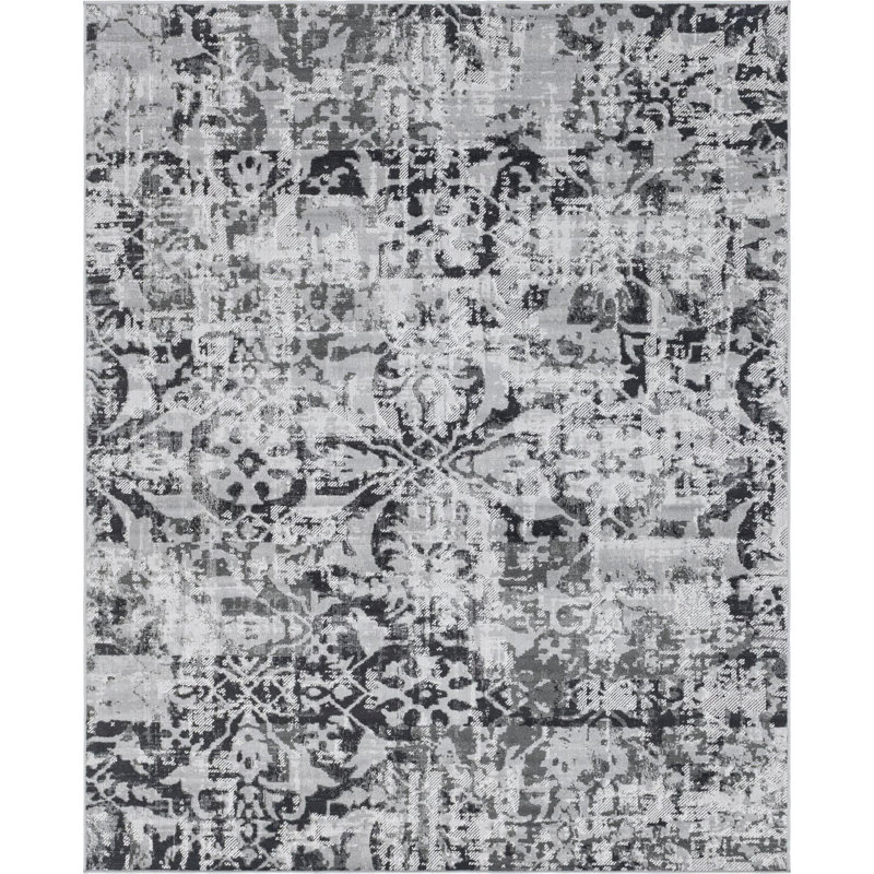  Floral Gray Area Rug, Rectangle 7'10" x 10'