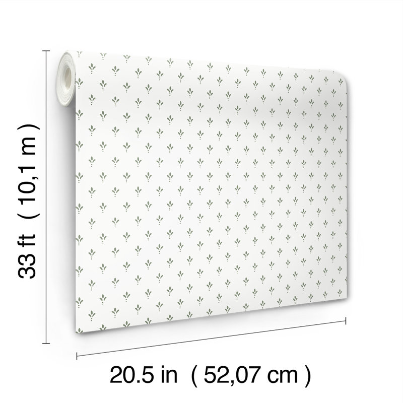 Papier peint charme, Vert/blanc