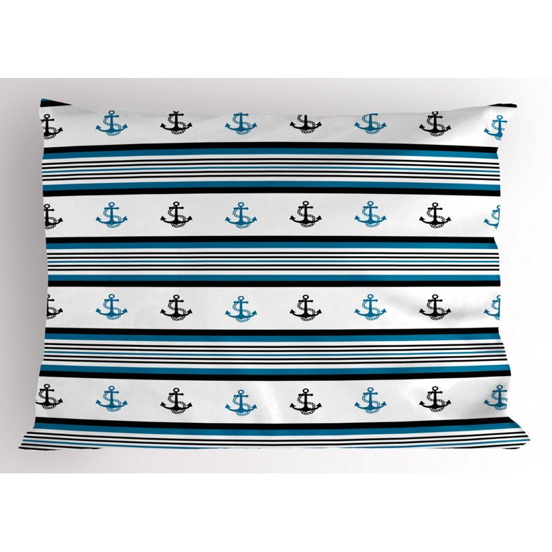 Black/Blue Poyester Microfiber Piece Sham, Twin