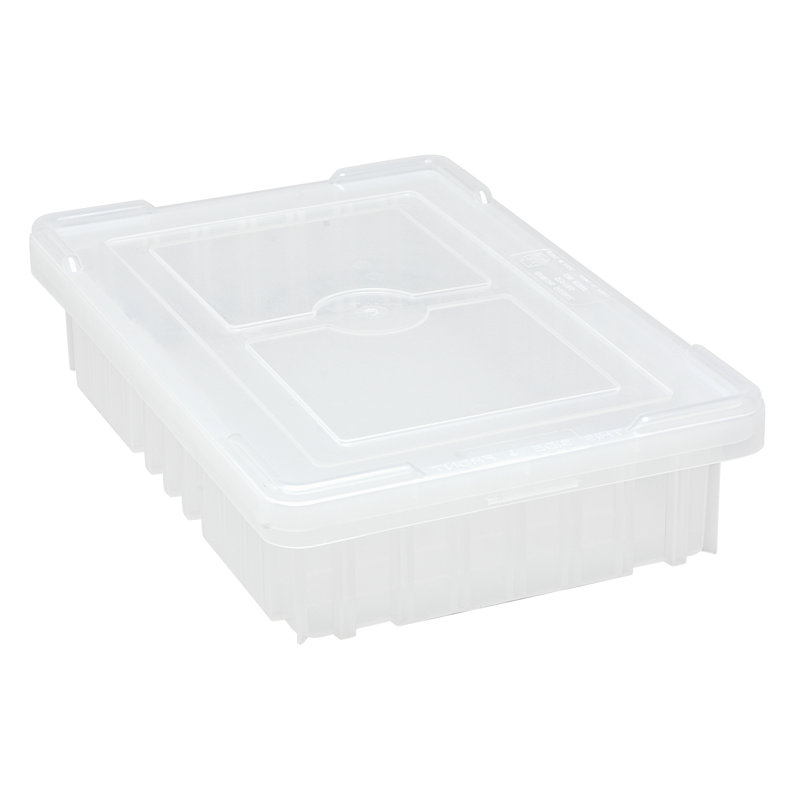 Contenant diviseur à grille, 16, boîte de 12, Clair, H 3,50 po x l 10,88 po x P 16,50 po