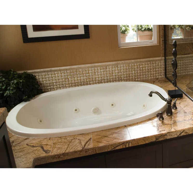 Baignoire en acrylique combinant 66 po x 38 po Designer, Blanc, Noir mat