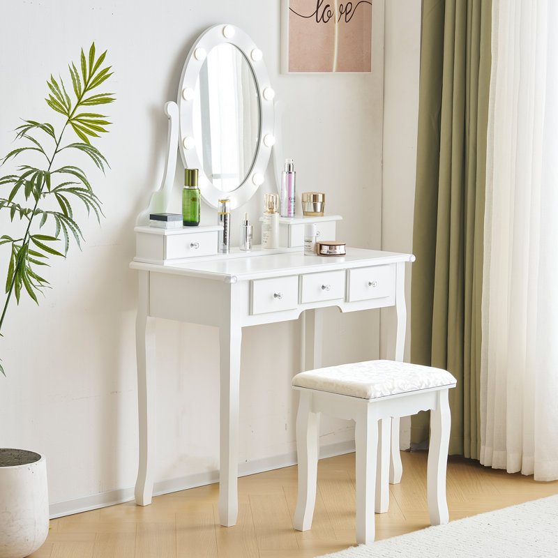 White Dressing Table Set With USB