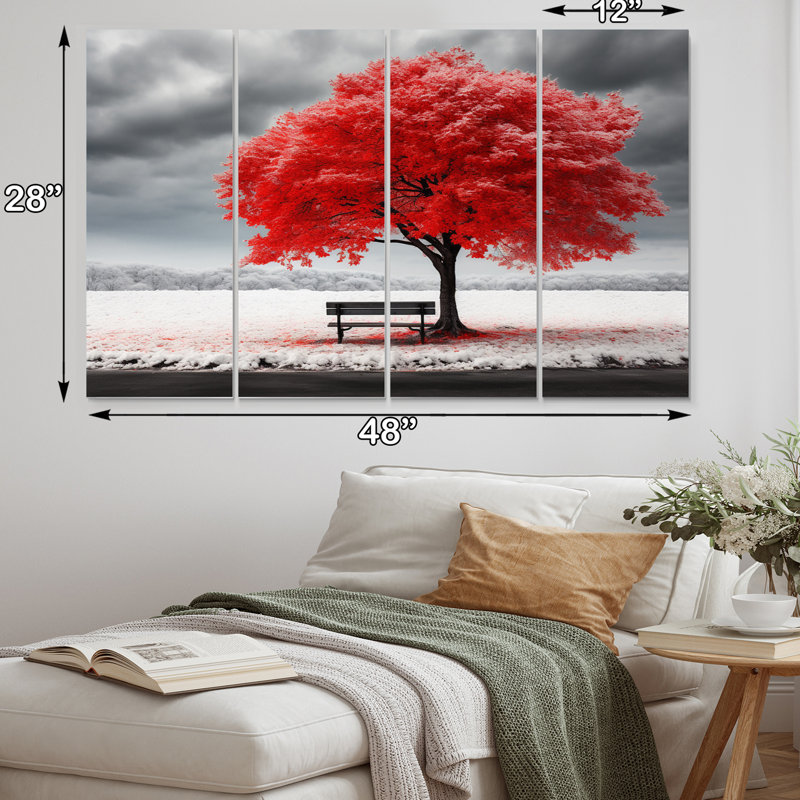 Ensemble de 4 pièces Red Tree Symphony In Winter I On