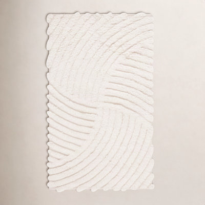 Abriel Ivory Hand-Woven Abstract Wool Rug
