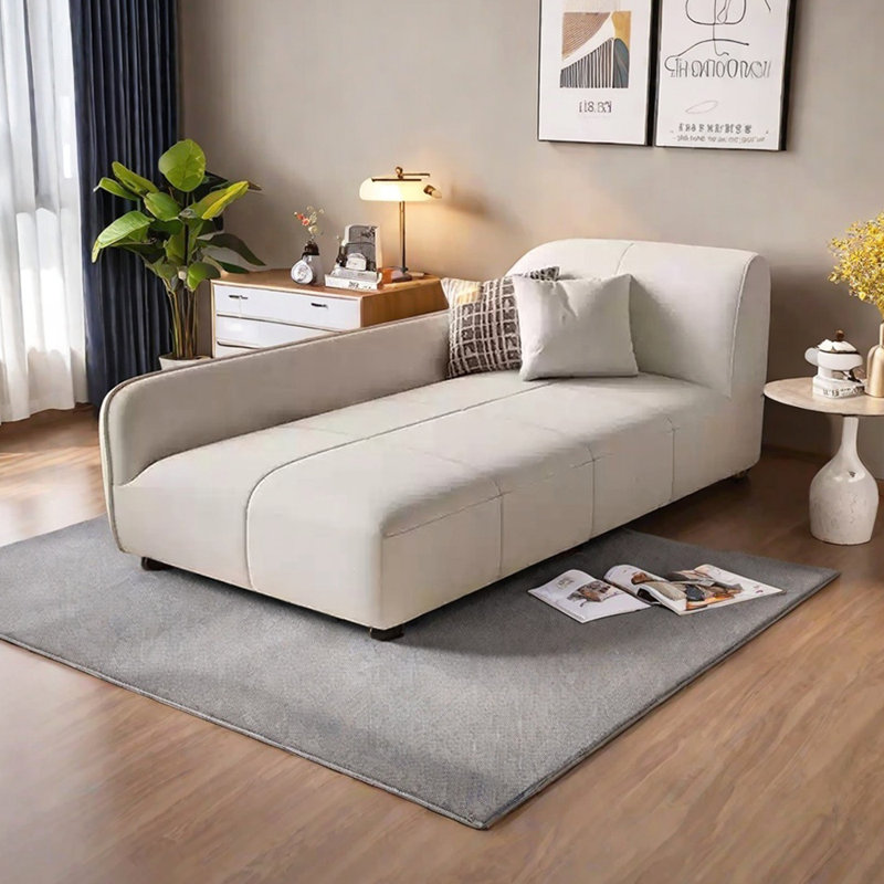 Méridiennes modernes et simples en flanelle, Orienté à droite, Beige