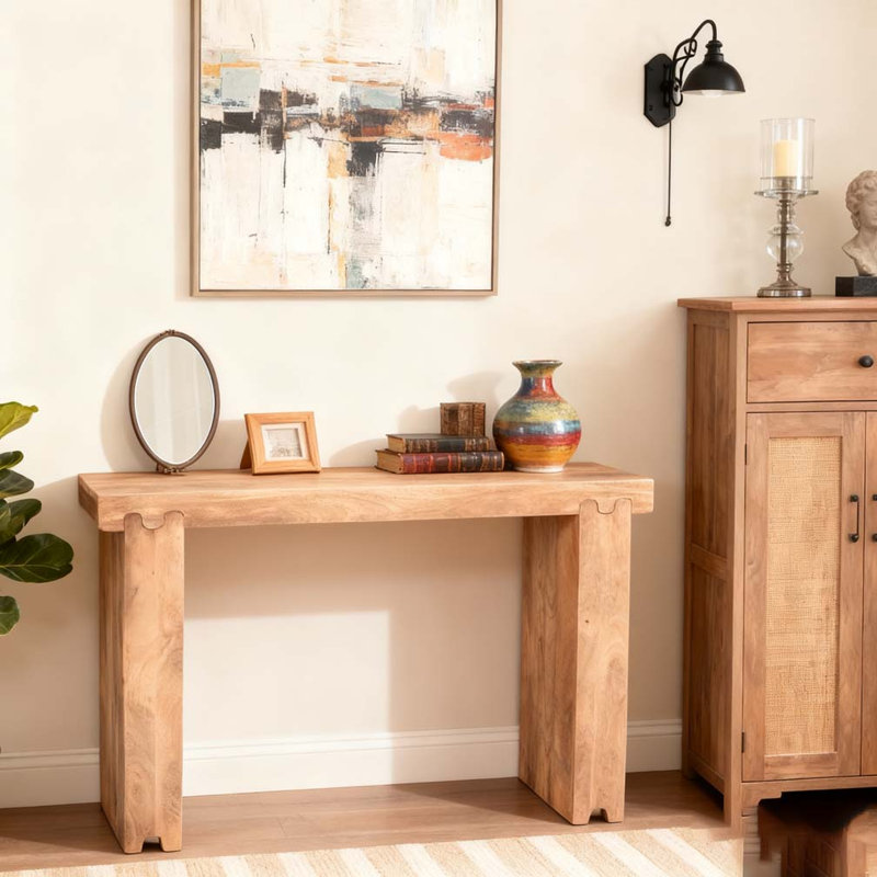 Console de 45 pouces, table d'entrée en bois de manguier, Miel
