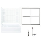 60" W x 72" H Frameless Rectangle Sliding Tub & Shower Kit with Towel Bar and Base Included