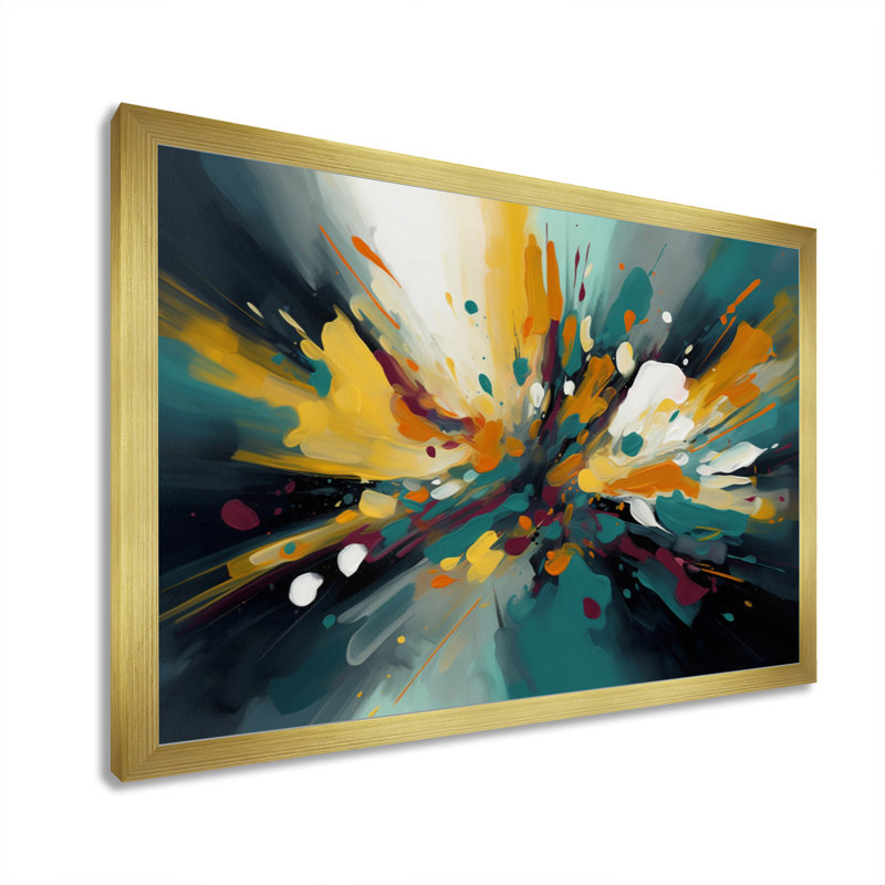 «Stasia Abstracted Poured Perception IV», Encadrement doré, H 24 po x l 32 po x P 1 po