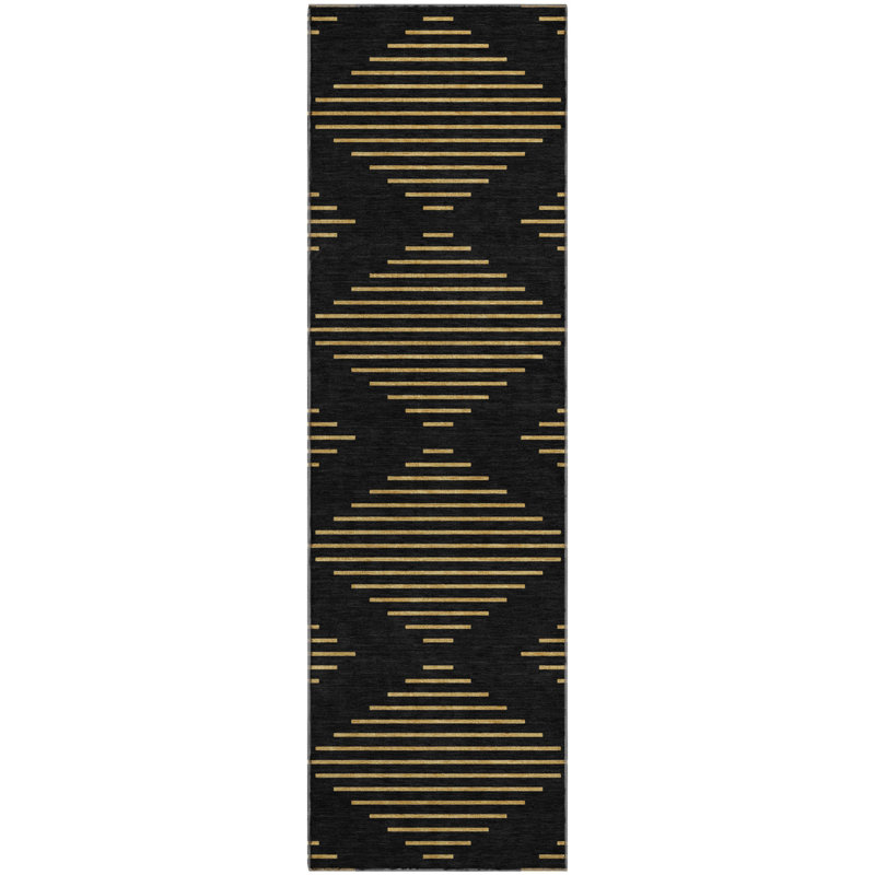 Premium Machine Washable Jahnke AMF1017 Geometric Rug, Runner 2'3" x 7'6"
