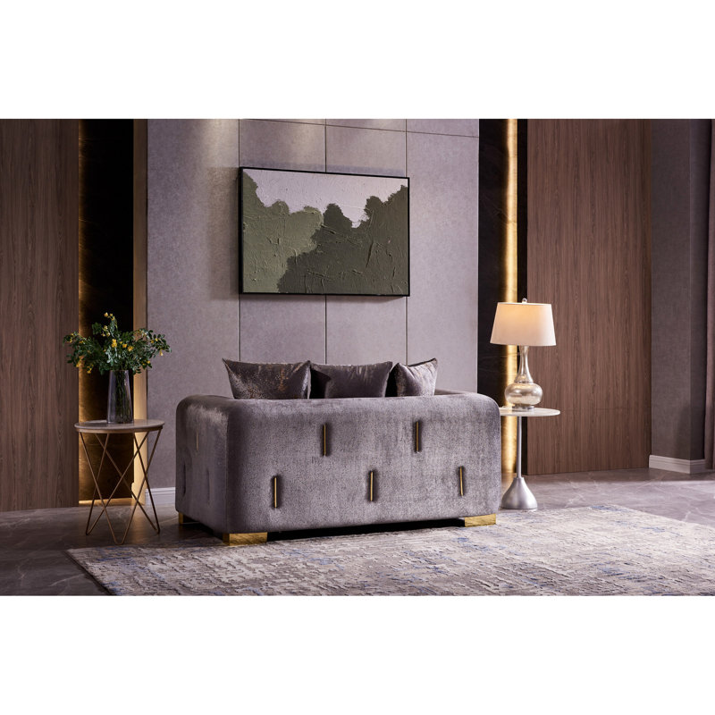 Argenté avec construction en bois de bouleau et tissu somptueux en velours élégant et chic