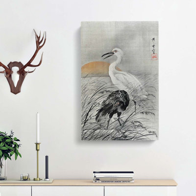 Cranes In The Marsh by Kawanabe Kyosai - Wrapped Canvas