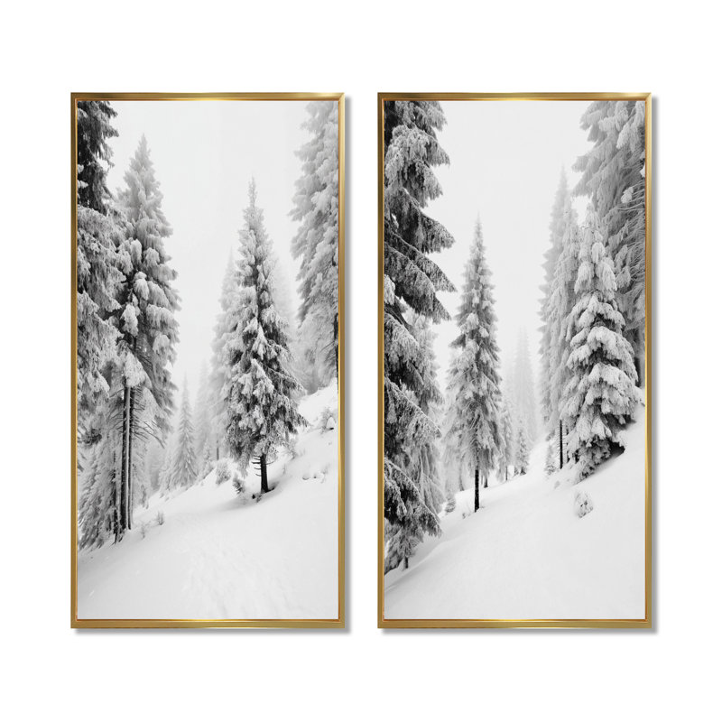 Neige recouverte de pin dans les Laurentides - pin, art mural sur toile 2 pièces, nature blanche, H 40 po x l 40 po