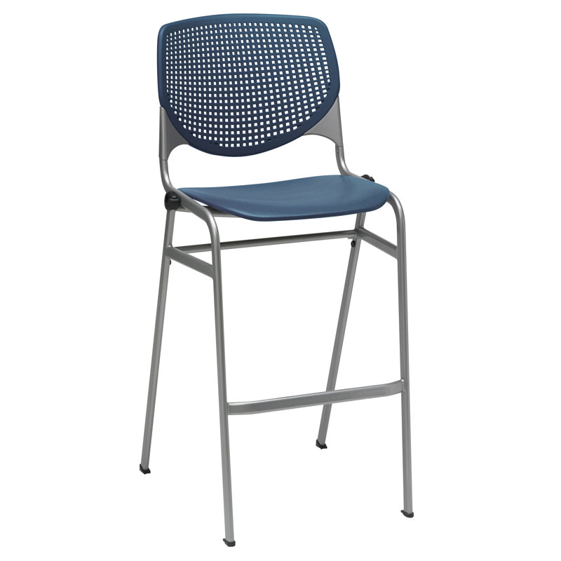 Kool 30" Bar Stool, Navy, Silver, White