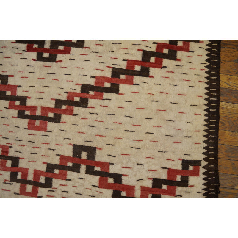 Antique Navajo Small Scatter Size Wool Beige Rug