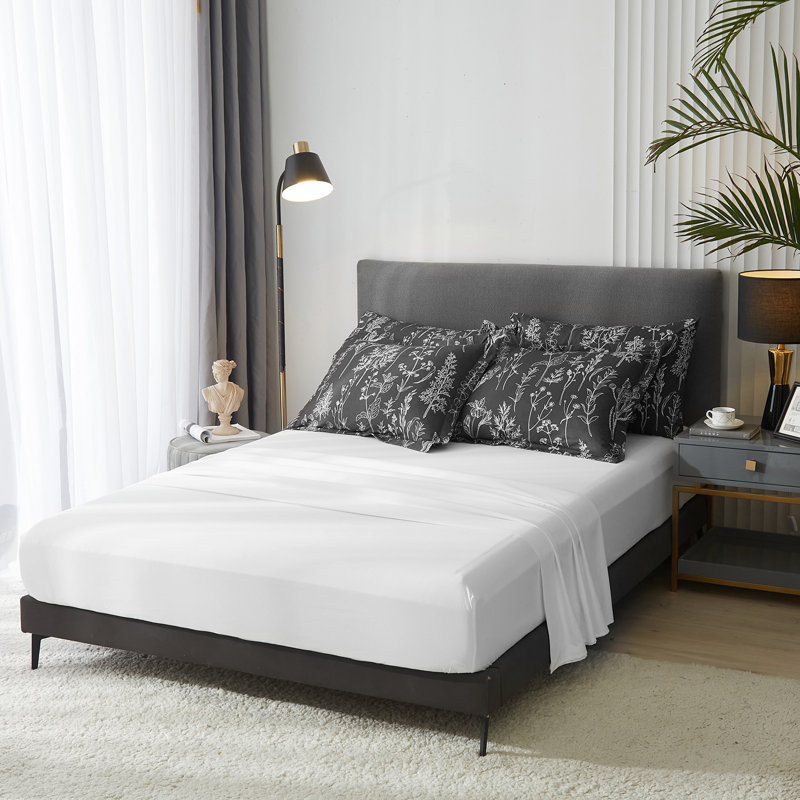 Farmhouse Leaf Set, Queen Duvet Cover + 2 Pillowcases, Black