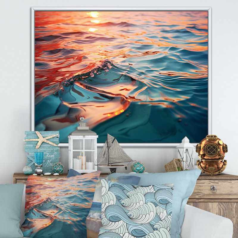 «Coastal Abstract Waterscapes I», reproduction d'art sur toile, H 24 po x l 32 po x P 1 po, Cadre photo argenté