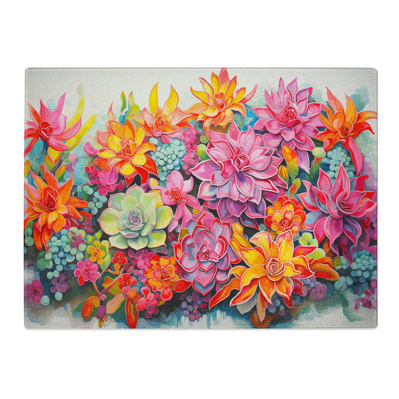 Succulent Action  Glass Chopping Board