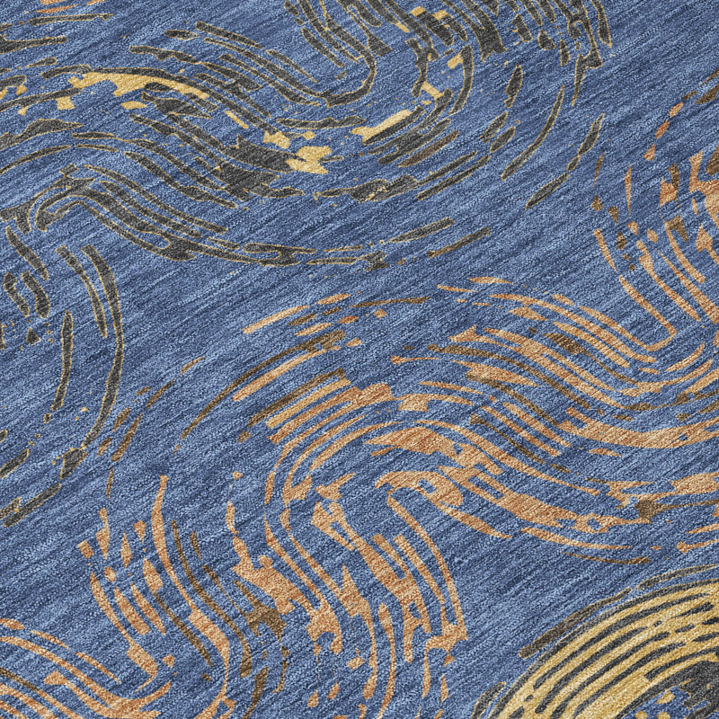 Machine Washable Indoor/Outdoor Chantille ACN2461 Spiral Rug, 1'8" x 2'6", Navy