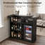 Armoire de bar 63 po avec mini réfrigérateur, porte-bouteilles, tablettes de rangement et comptoir de bar