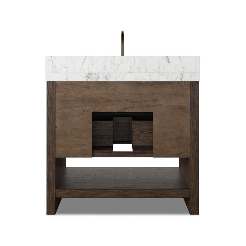 Anthem Single Vanity, Carrara Marble, Satin Espresso Oak