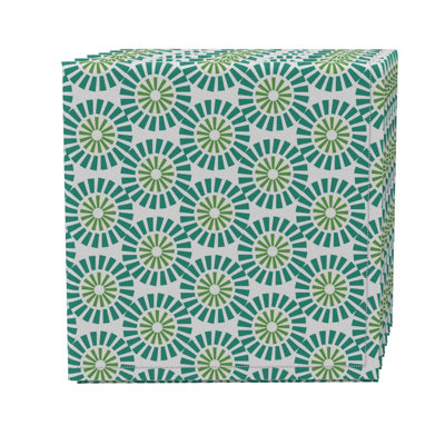 Napkin Set Of 4, 100% Cotton, 20X20", Geometric Style Flowers