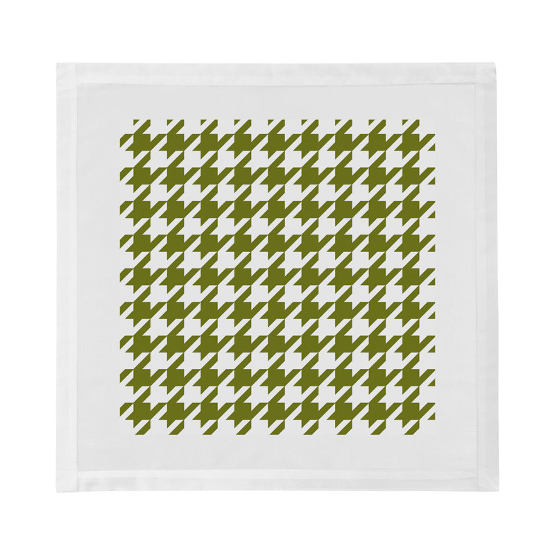 Houndstooth Cotton Sateen Dinner Napkins, Green White